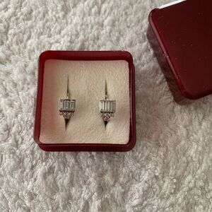 Art deco huggie earrings 14K white gold
